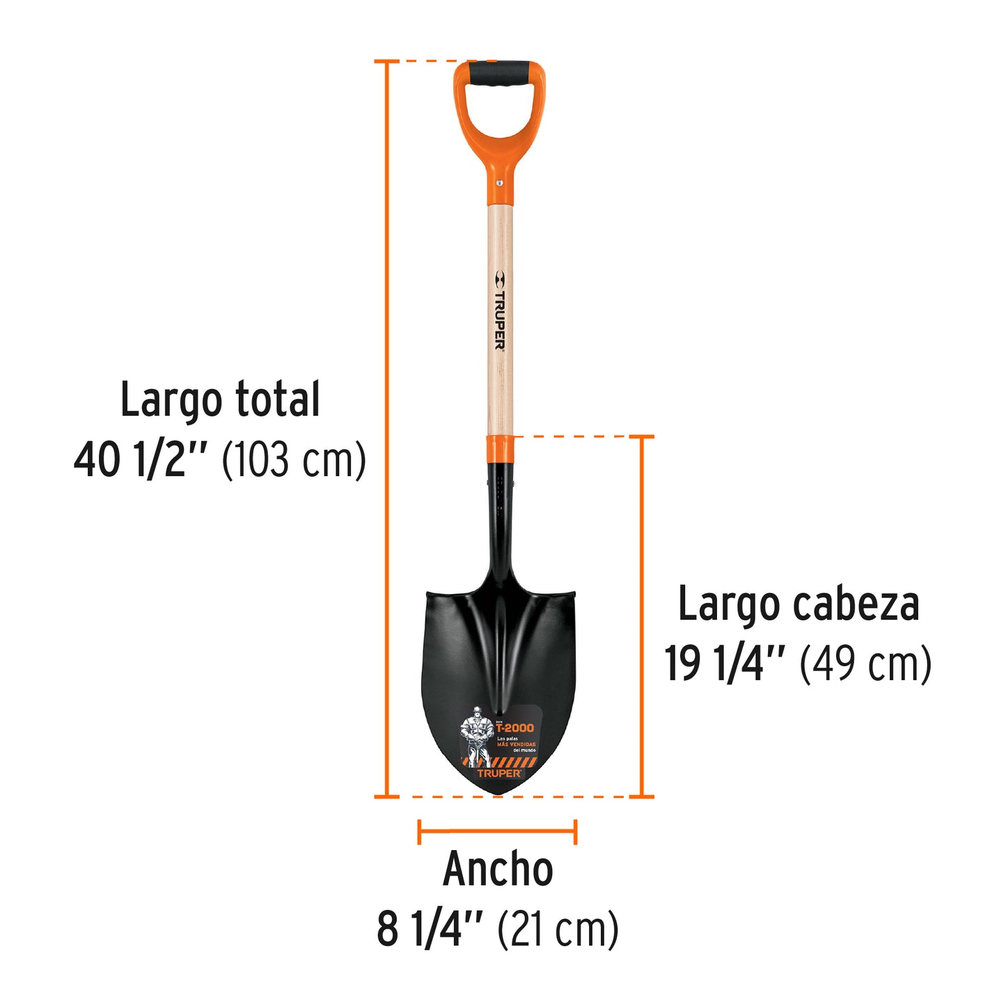 Pala redonda T-2000, puño ''Y'' offset, El Salvador TRUPER