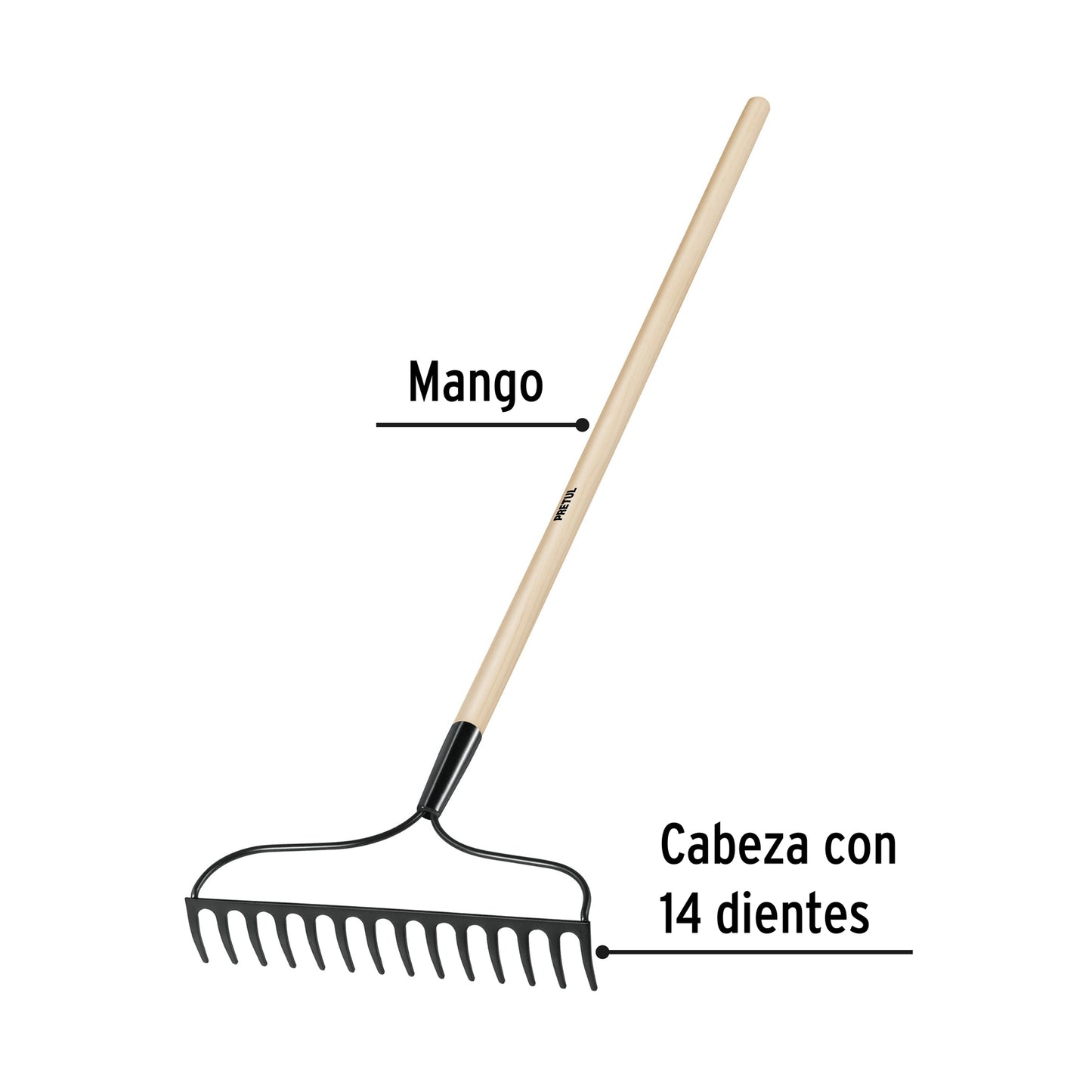 Rastrillo jardinero, 14 dientes PRETUL