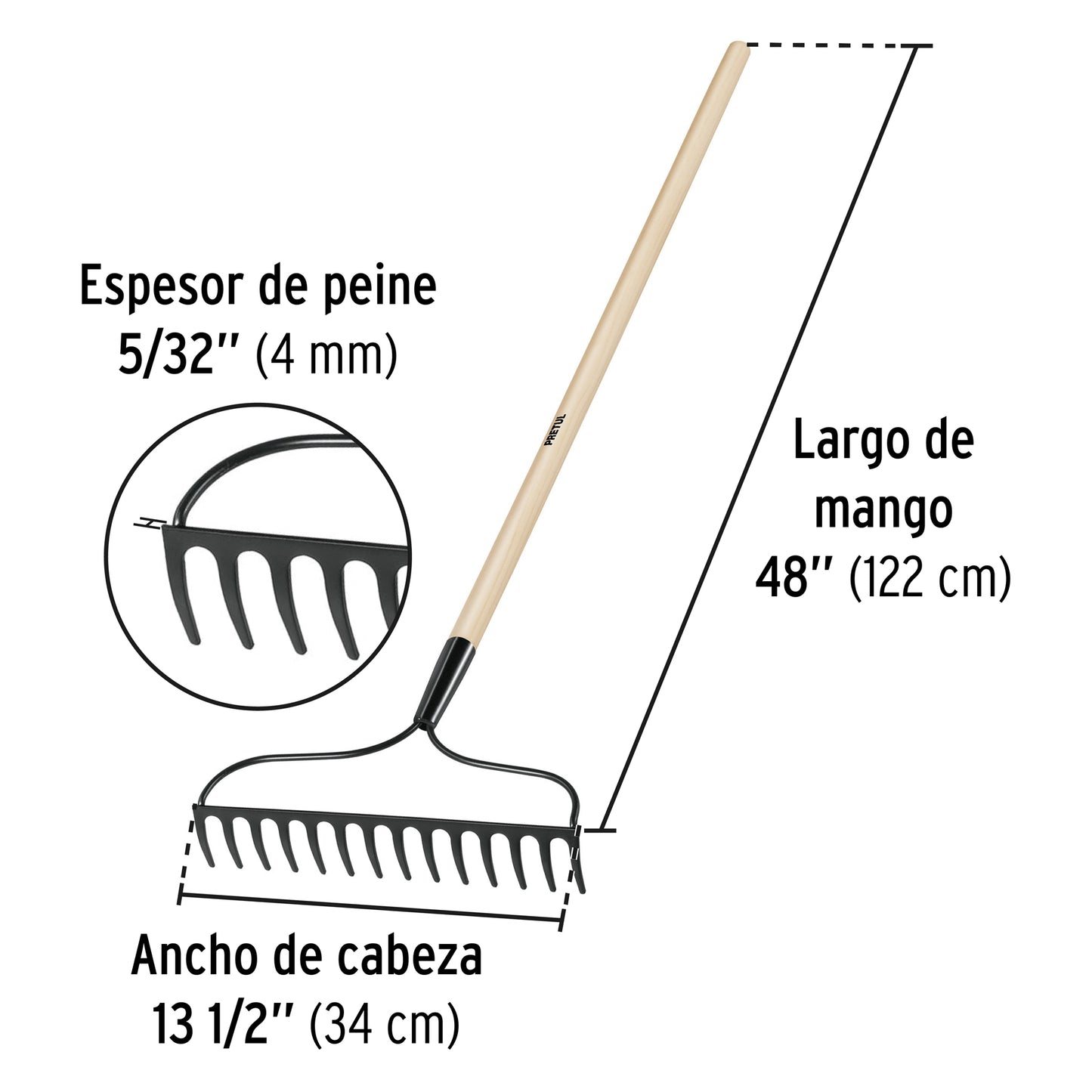 Rastrillo jardinero, 14 dientes PRETUL