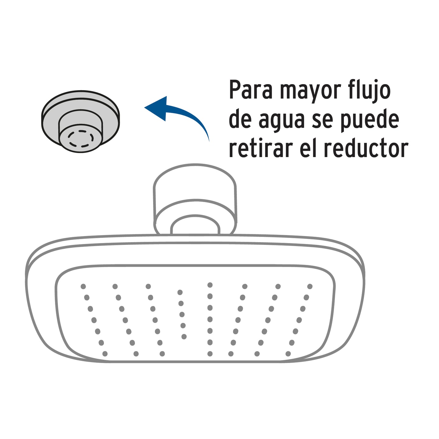 Regadera cuadrada plato ancho 6" gris-cromo, sin brazo,Foset