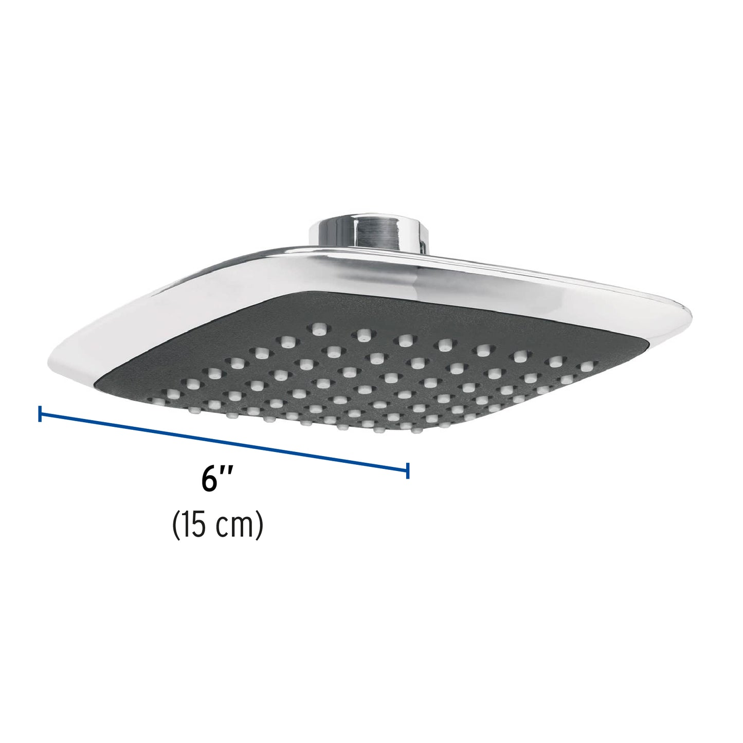 Regadera cuadrada plato ancho 6" gris-cromo, sin brazo,Foset