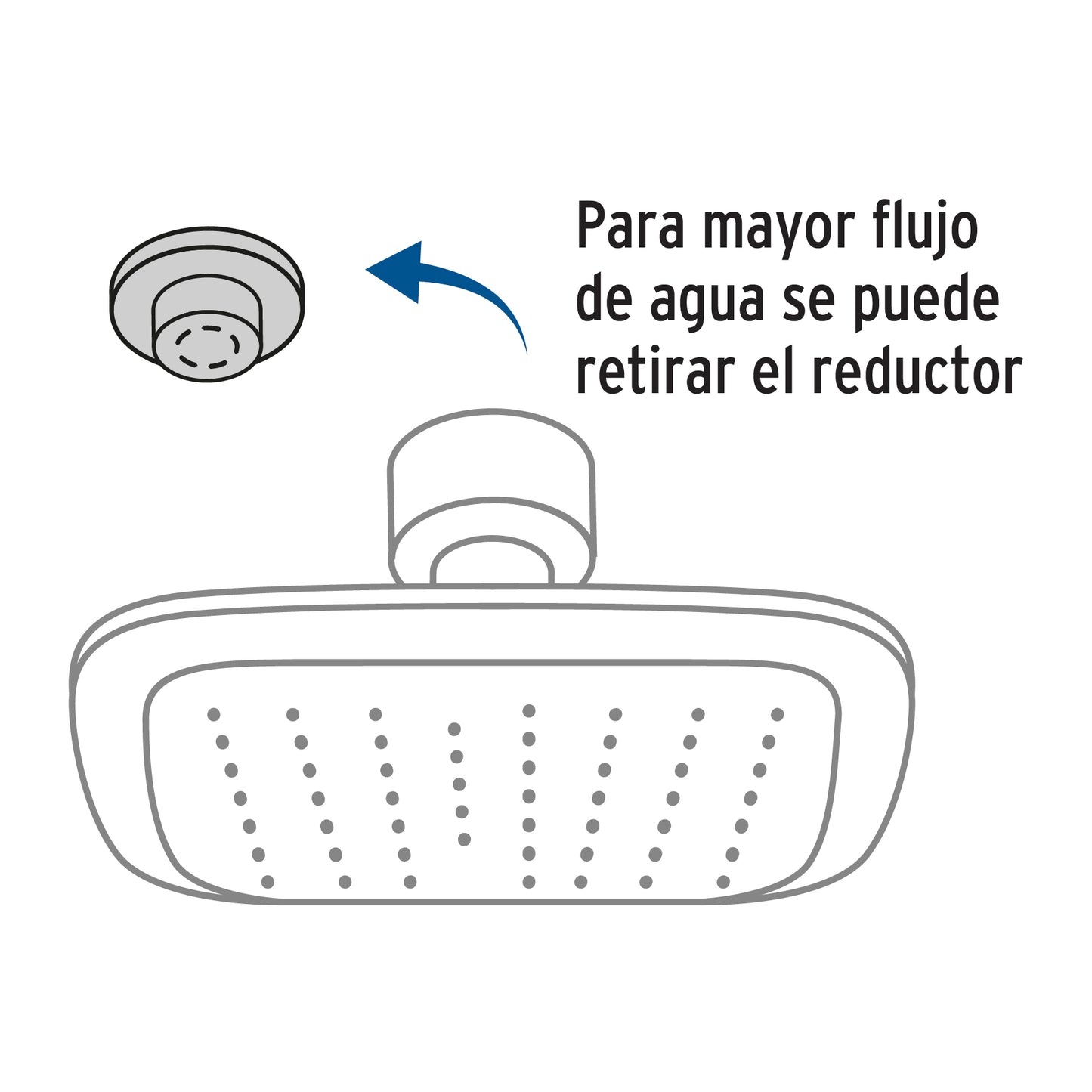 Regadera cuadrada plato ancho 8" gris-cromo, sin brazo,Foset