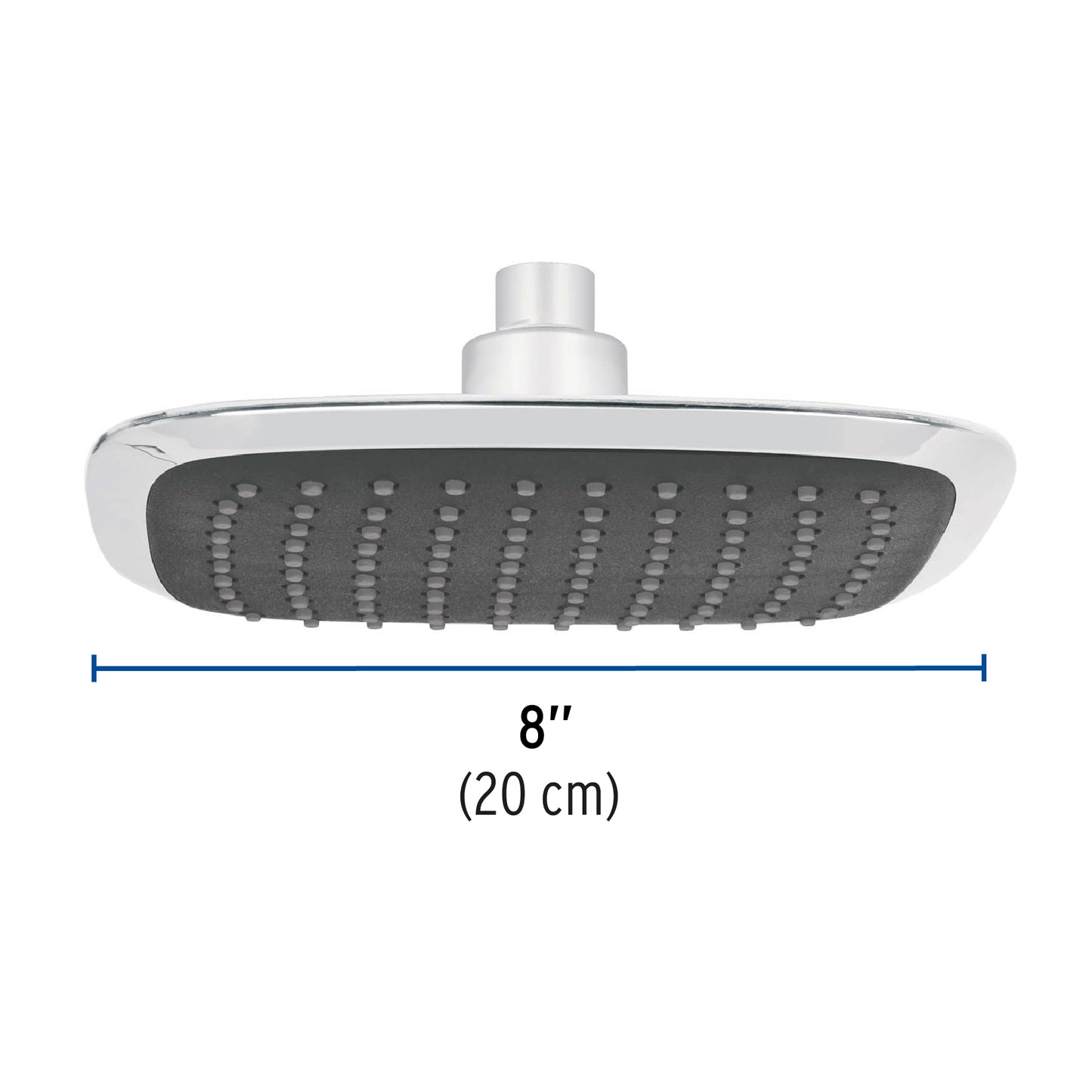 Regadera cuadrada plato ancho 8" gris-cromo, sin brazo,Foset