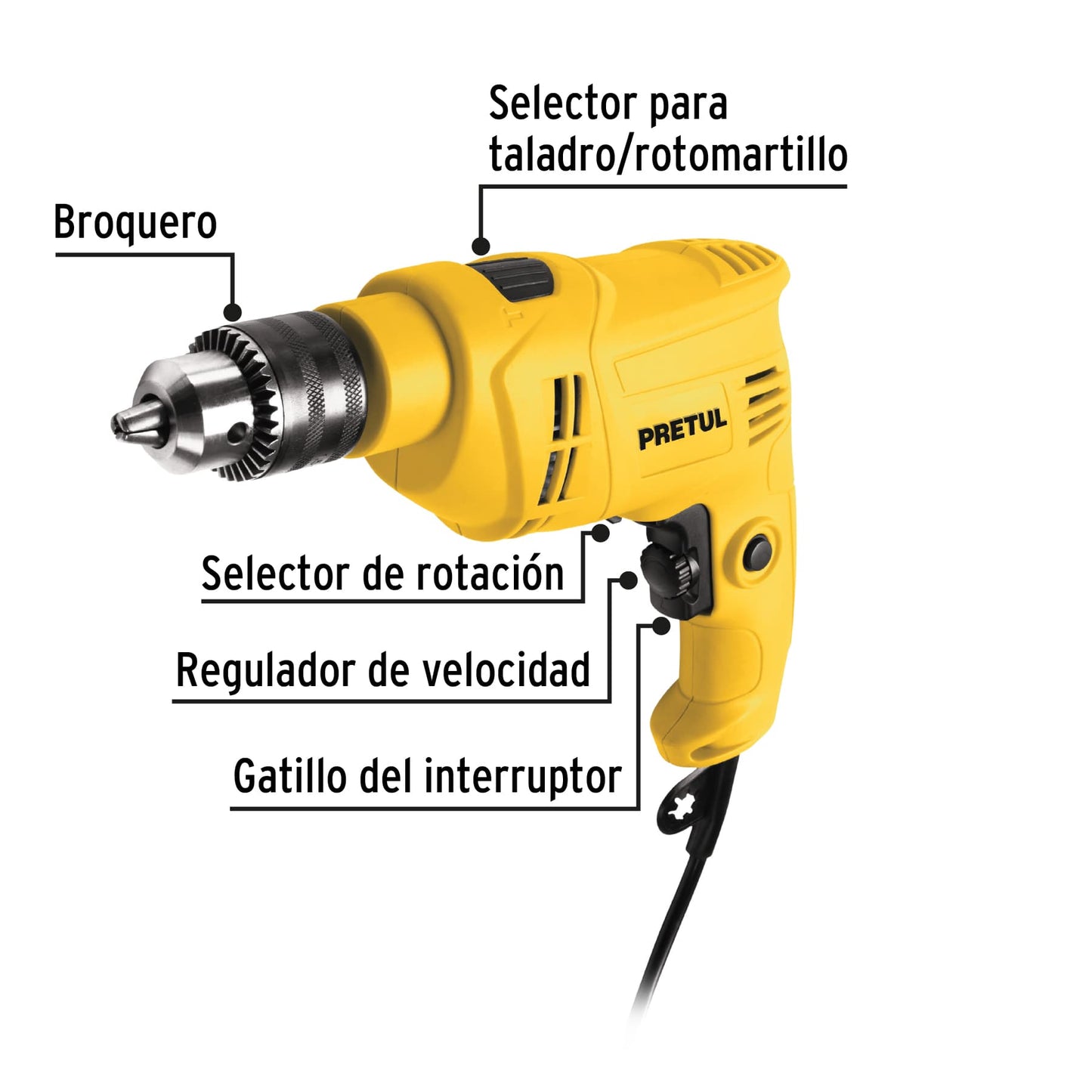 Rotomartillo 1/2", 550W, PRETUL