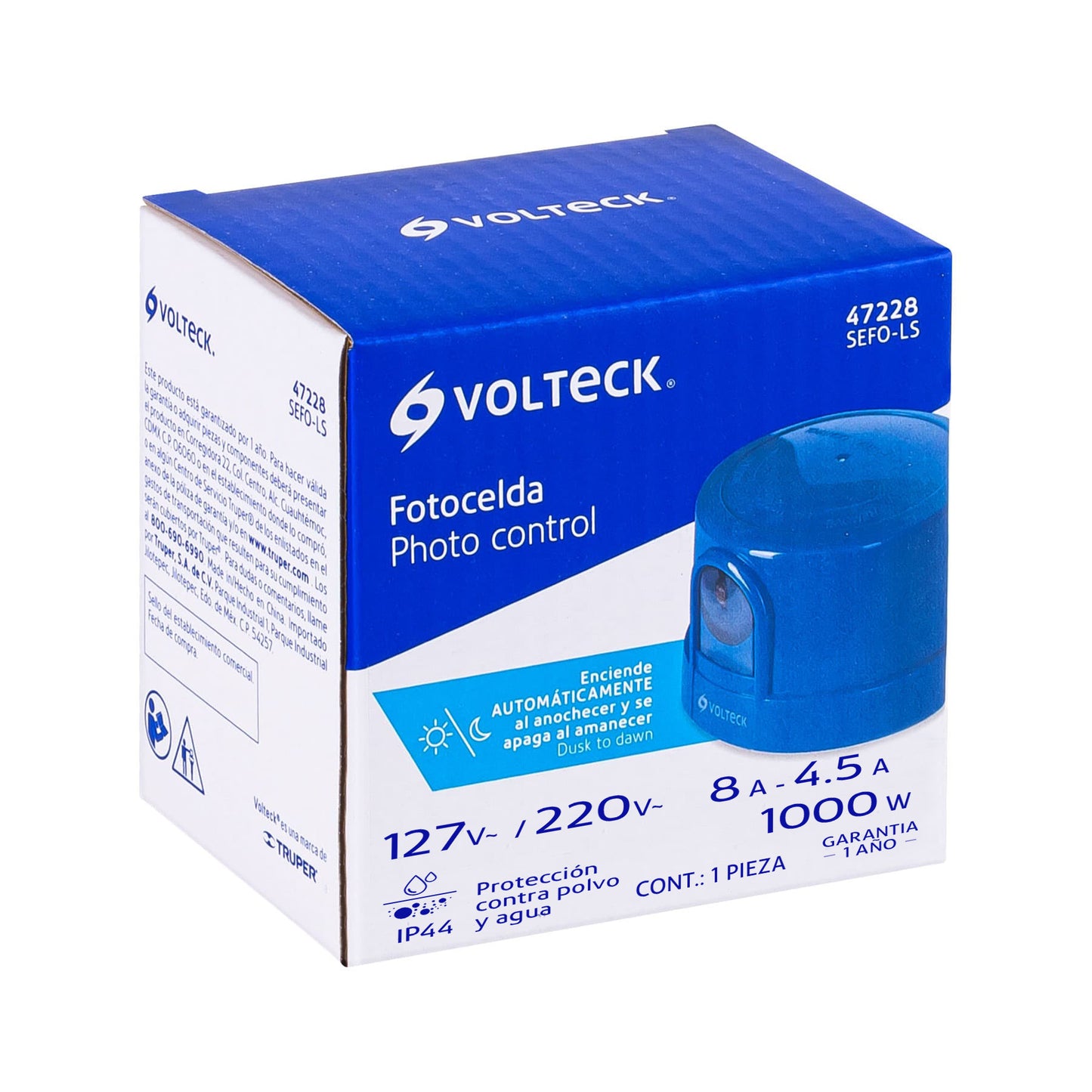 Fotocelda montaje de 1/2 vuelta, tension 127-220v VOLTECK