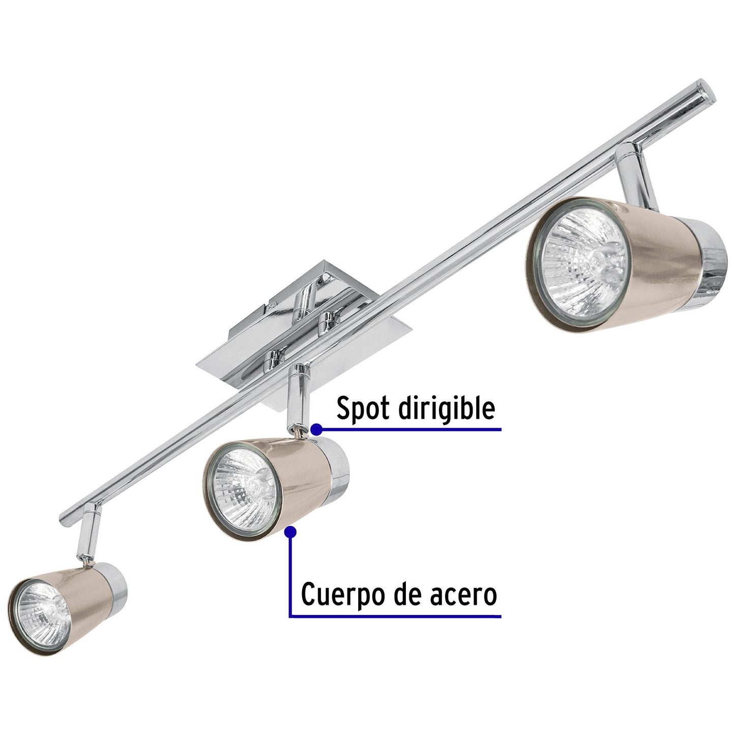 Luminario De Sobreponer Con 3 Spots Base Gu10, Volteck