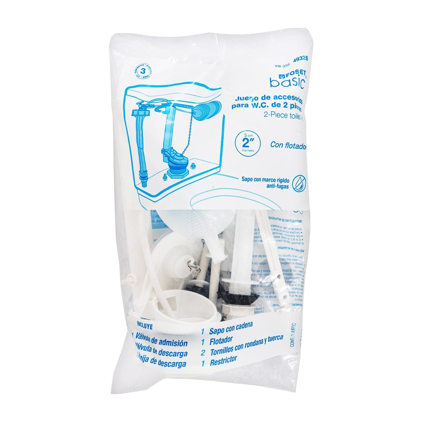 Kit para reparacion de sanitario, 2´ con flotador, basic FOSET