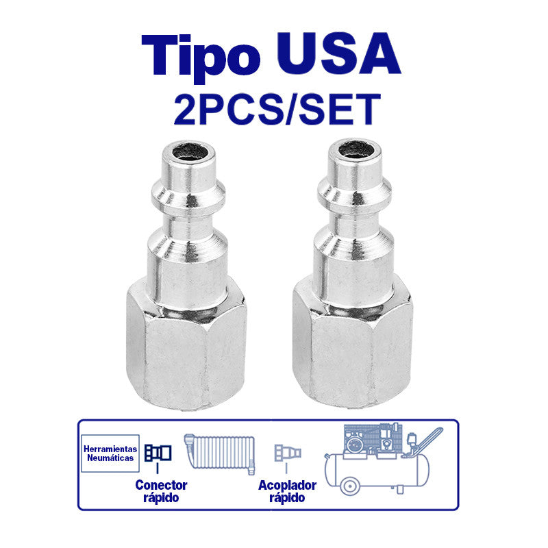 Juego de 2 conectores hembra rosca NPT 1/4 para acople rapido EMTOP