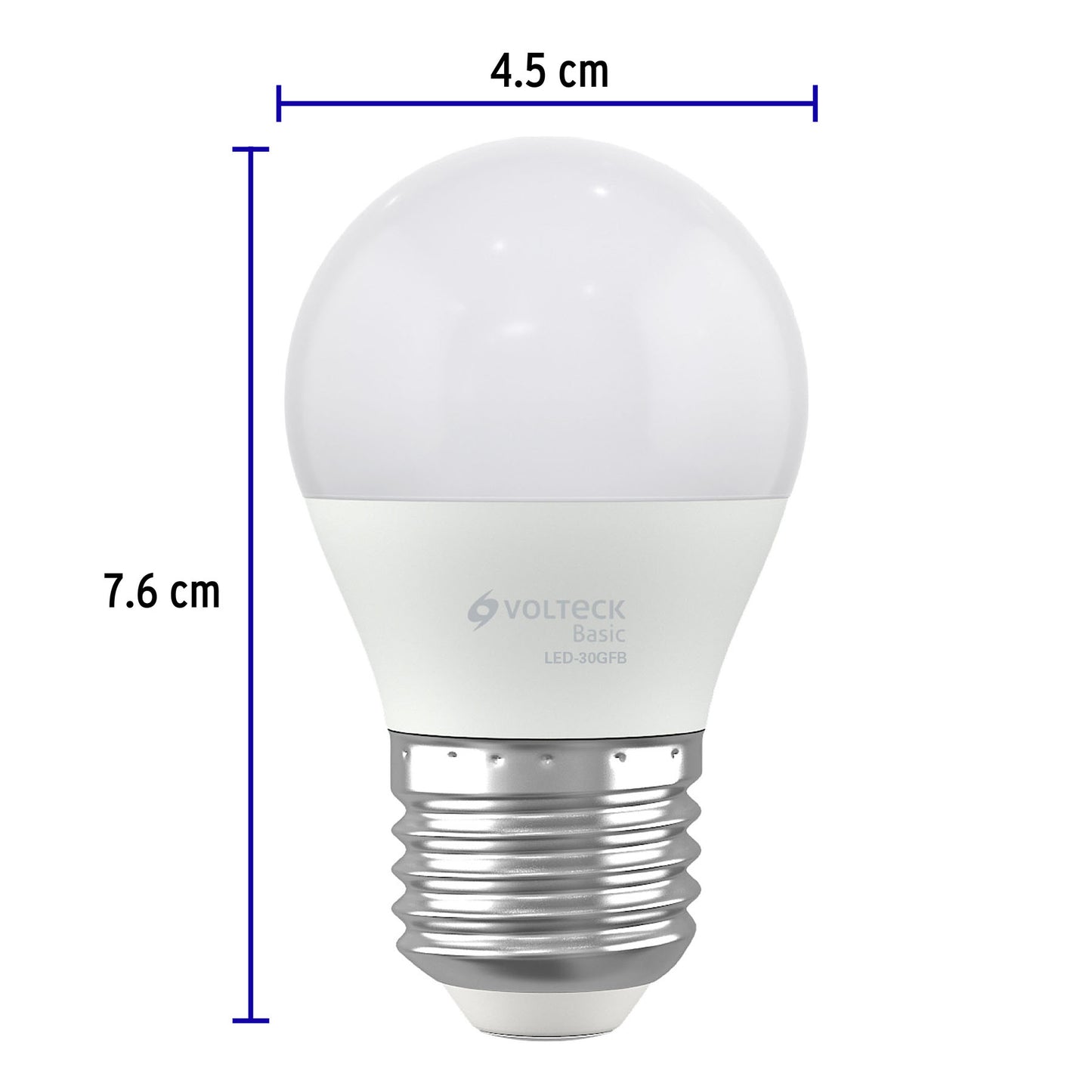 Lampara de LED tipo bullo G45 3 W, luz de dia, caja basic