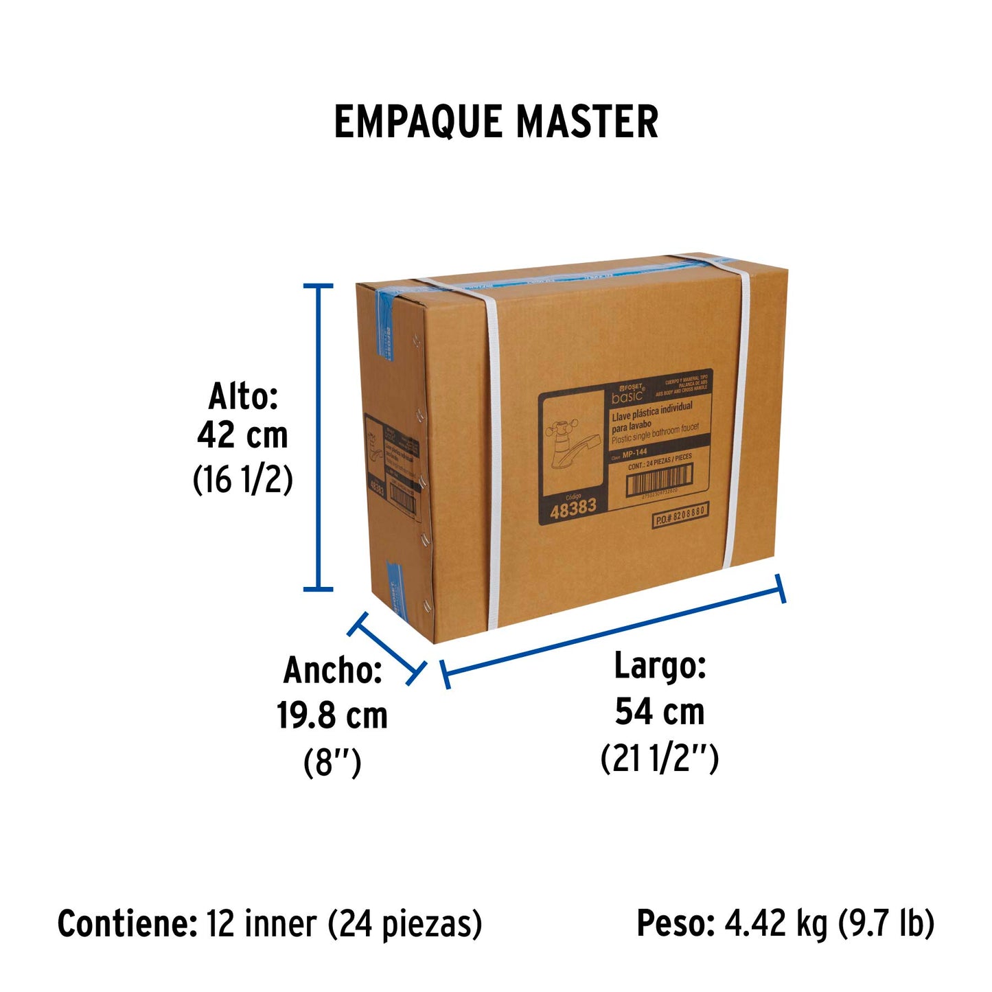 Llave individual lavabo, ABS, cruceta, BASIC, FOSET