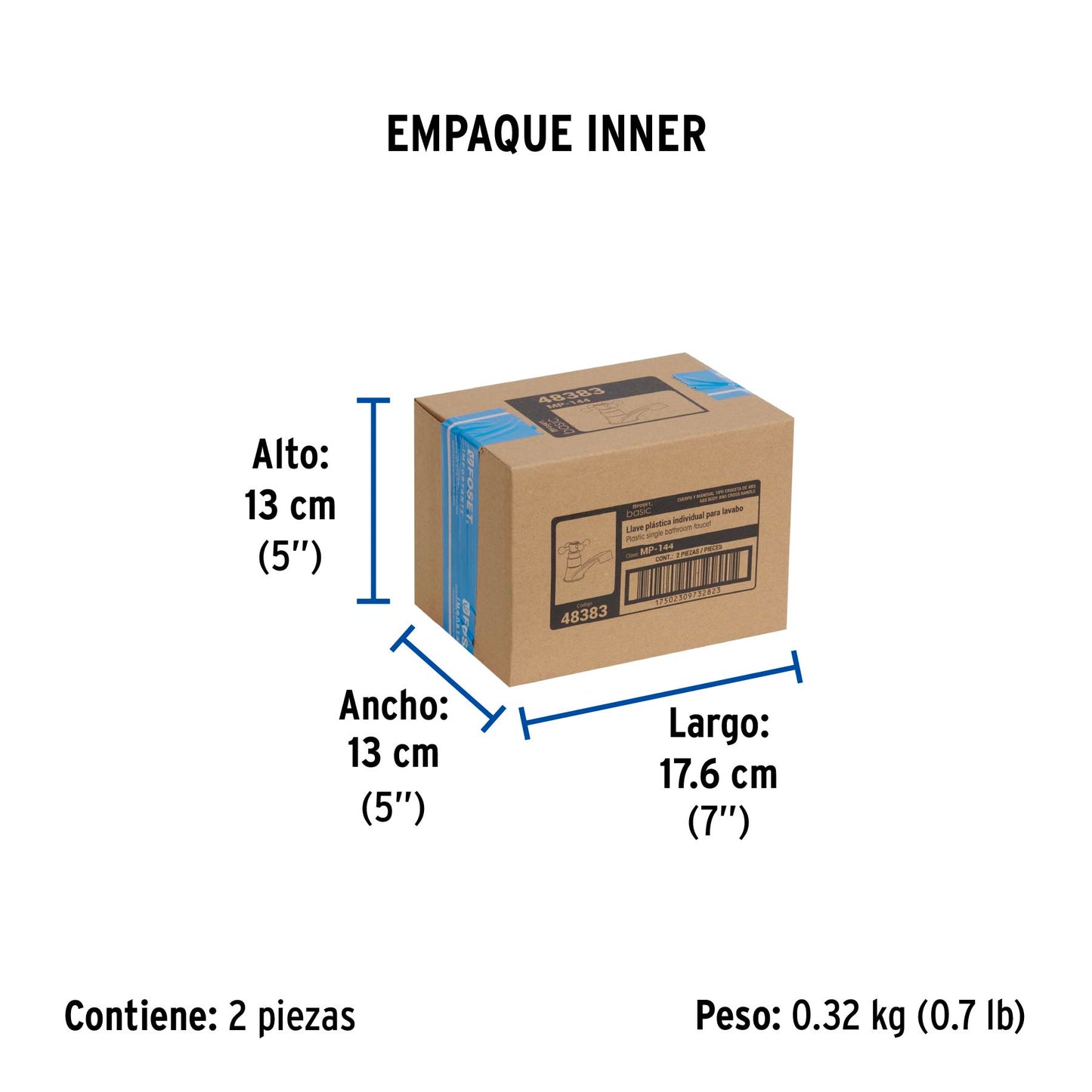 Llave individual lavabo, ABS, cruceta, BASIC, FOSET