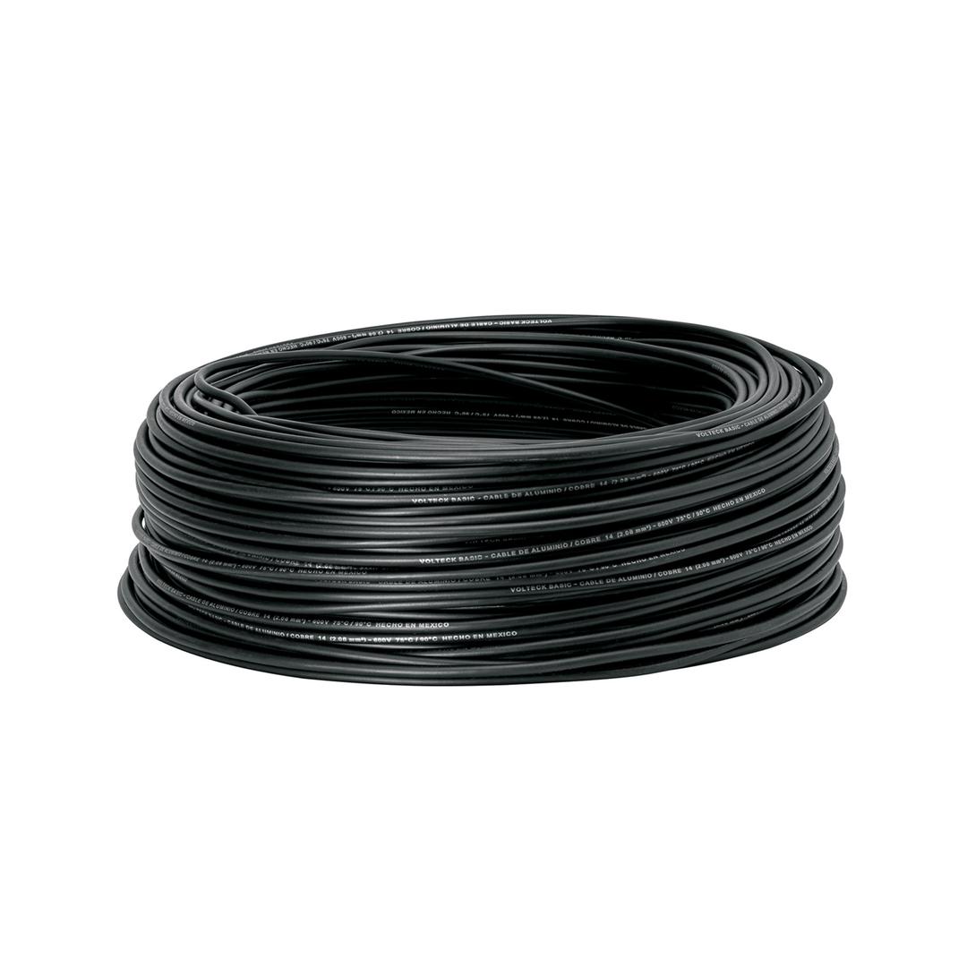 Rollo de 100 metros de cable THW CCA 14 AWG negro, Basic VOLTECK
