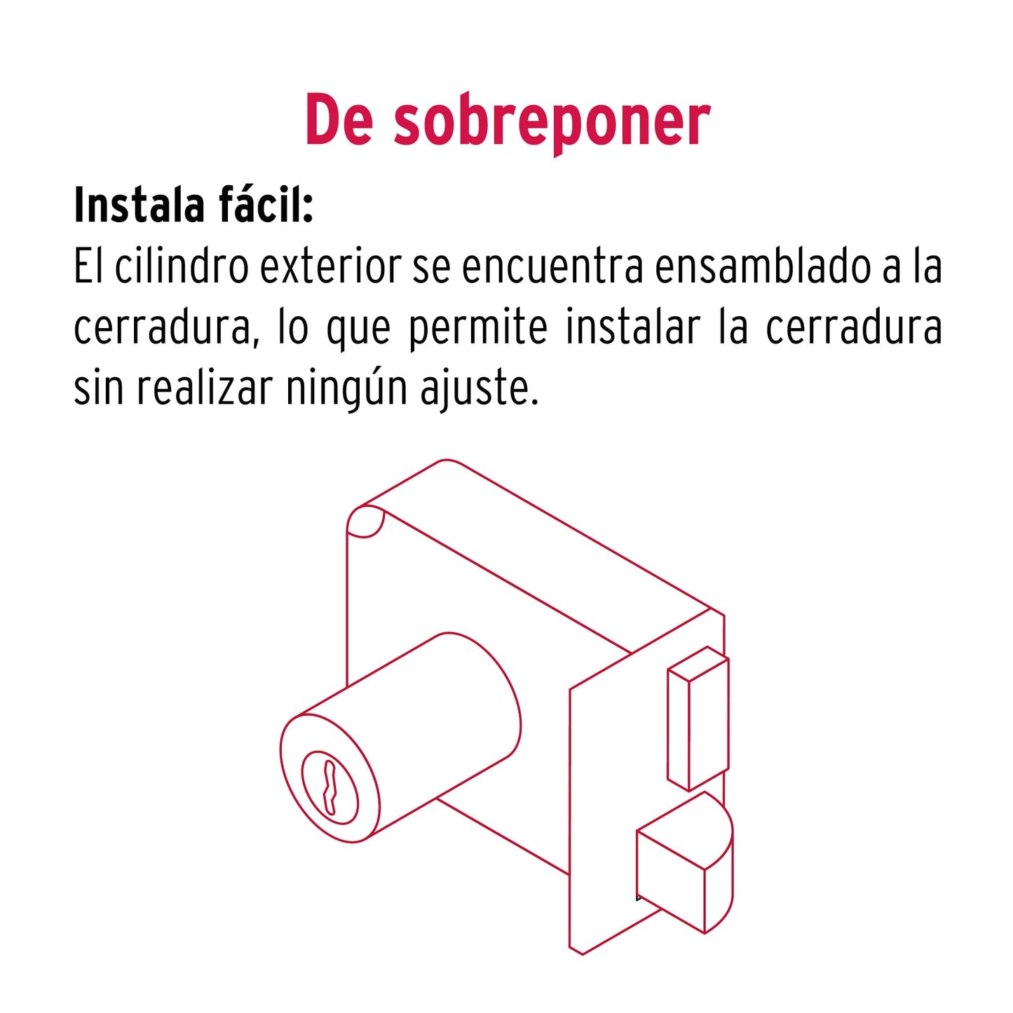 Cerradura sobreponer derecha instala-fácil, caja, HERMEX BASIC