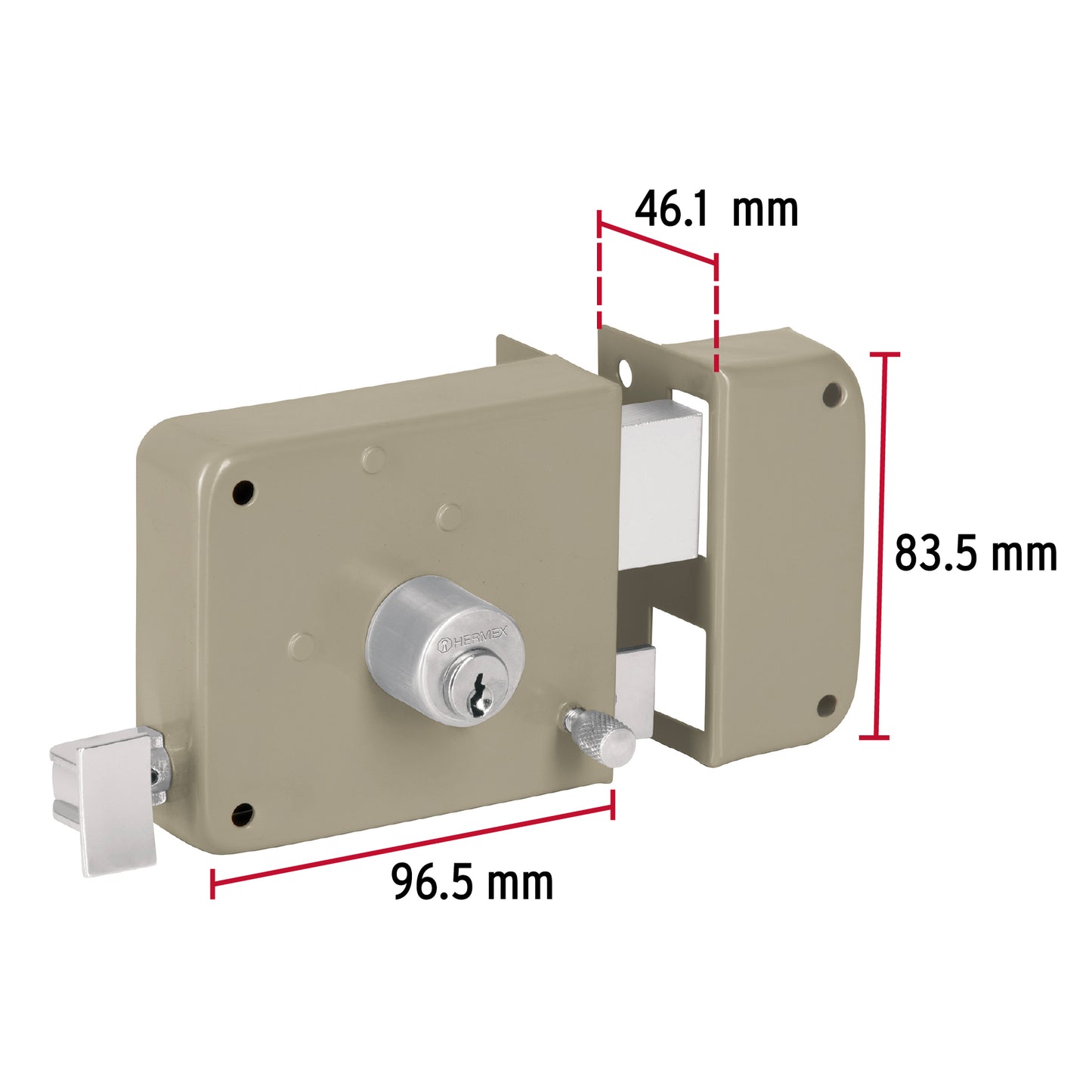 Cerradura sobreponer derecha instala-fácil, caja, HERMEX BASIC