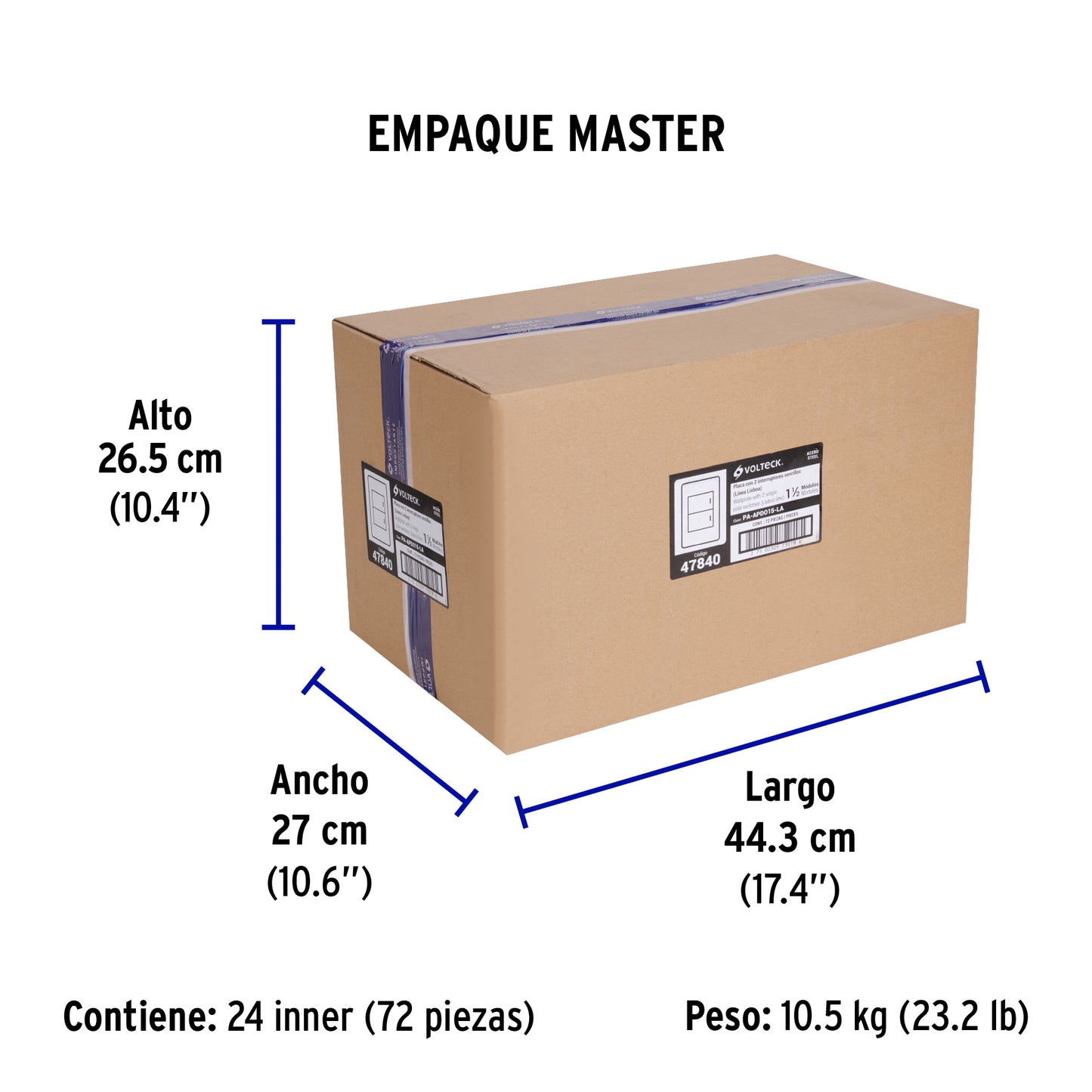 Placa armada acero inox 2 interruptores 1.5 módulos, Lisboa