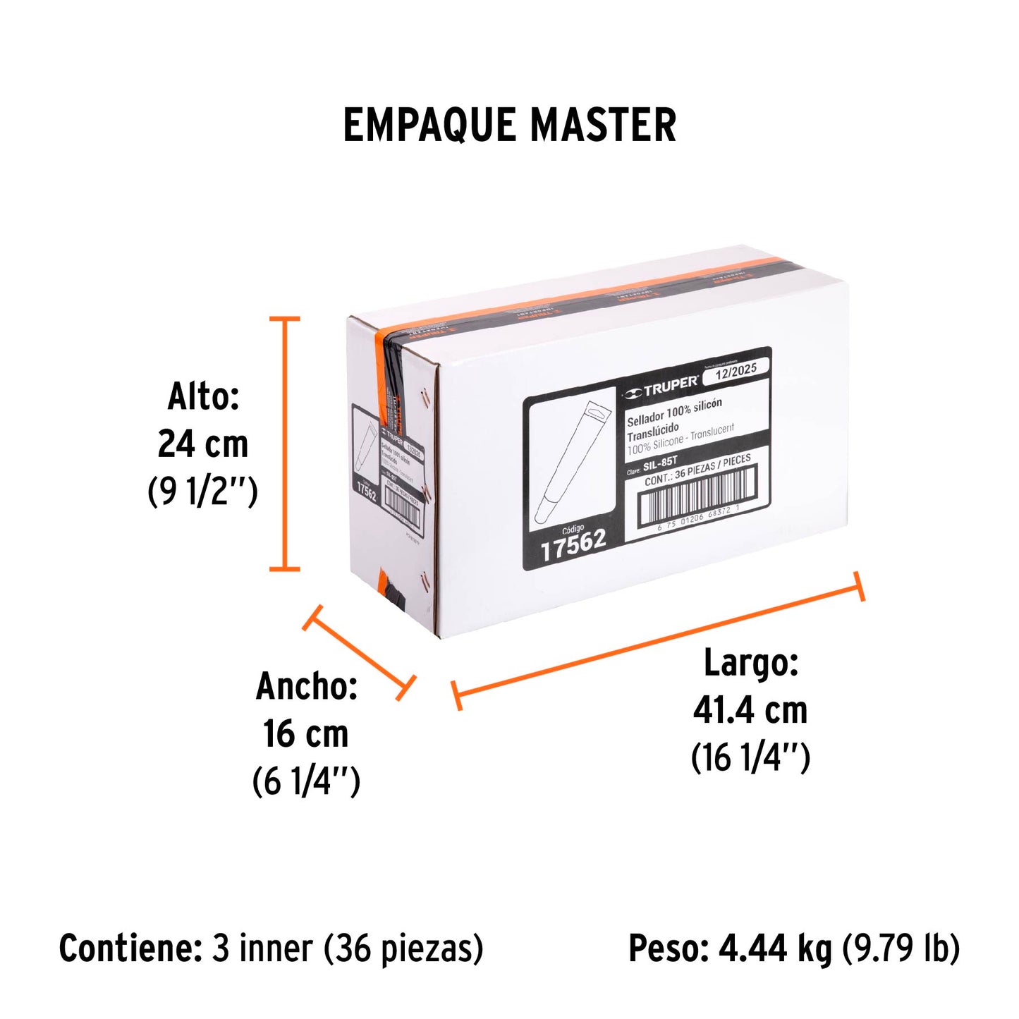 Sellador transparente 100% silicón de 85 g, TRUPER