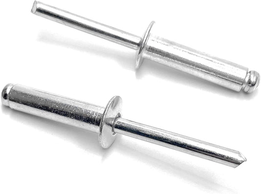 SPINNER 100 remaches ciegos de aluminio de 1/4" x 1", remaches pop de 0.252 x 0.984 in, paquete de 100 (plateado)