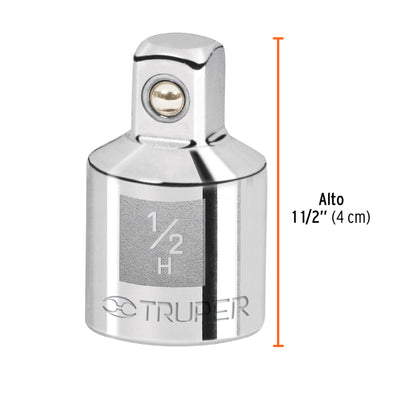 Adaptador para matraca de cuadro 1/2" a cuadro 3/8", Truper
