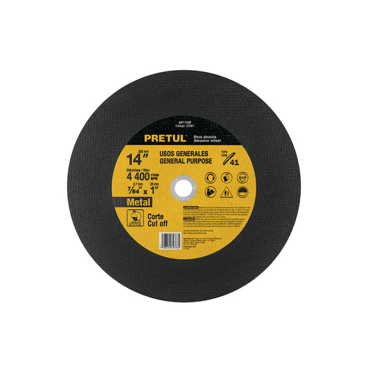DISCO TIPO 41 DE 14' X 2.8 MM PARA CORTE DE METAL, PRETUL