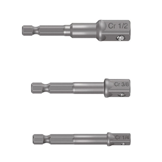 Juego de 3 adaptadores para dados de 1/4", 3/8" y 1/2" Truper