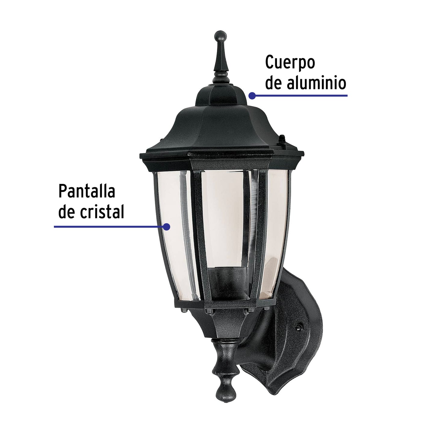 Arbotante Tipo Farol Soportado Negro, Lámpara No Incluida