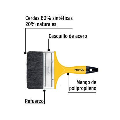 Brocha uso general de 5" con mango de plástico, Pretul
