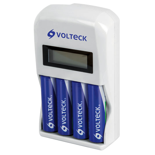 Cargador de pilas, AA, AAA, incluye 4 pilas AA, VOLTECK