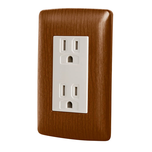 Contacto Dúplex Aterrizado, Color Madera, Línea Italiana