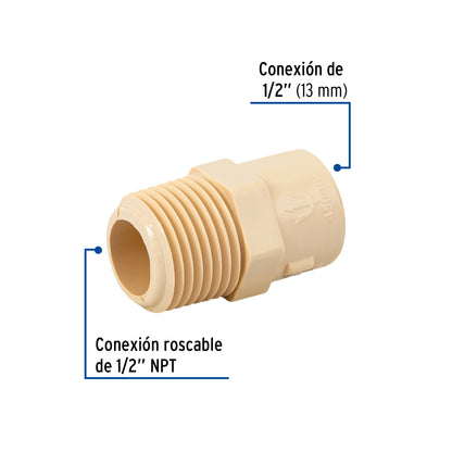 Adaptador macho "CPVC" de 1/2" FOSET