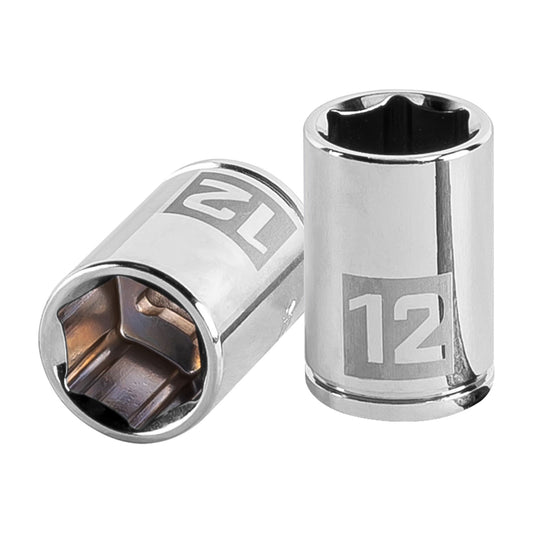 Dado de 12 mm, 6 puntas, cuadro 1/4", Truper