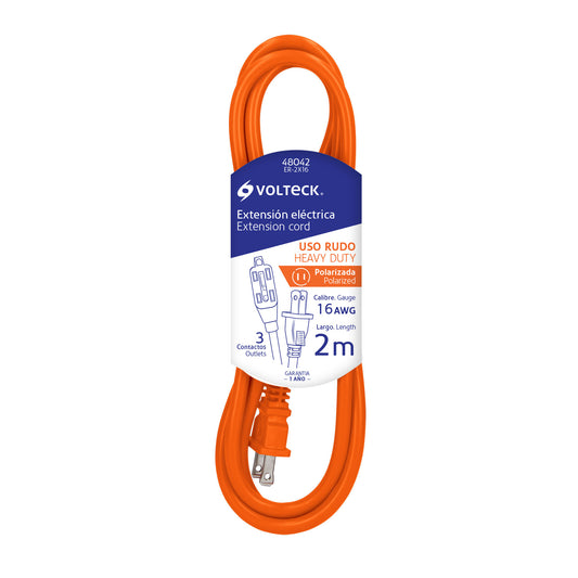 Extension electrica "Naranja" para uso rudo 2m VOLTECK