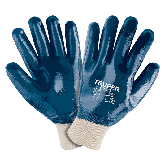 Guantes de algodón recubiertos de nitrilo puño tejido,TRUPER