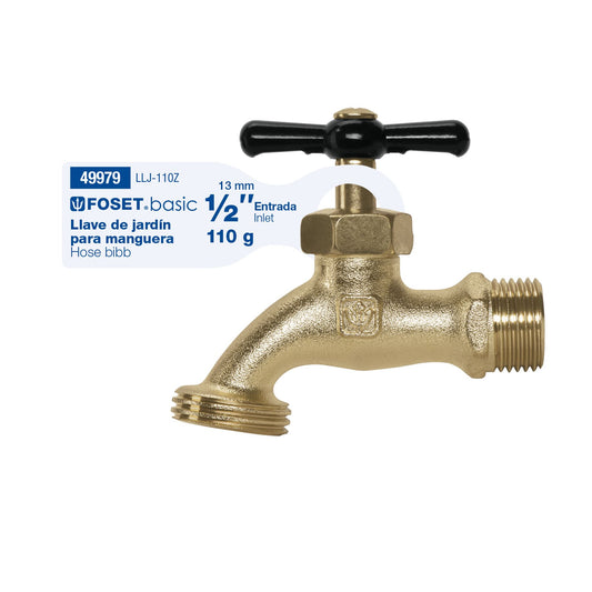 Llave p/manguera, de zamac, 110gr, 1/2", BASIC