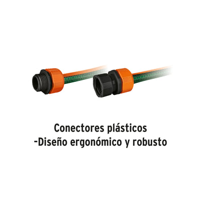 Manguera 1/2"reforzada 3 capas 15 m conexiones plásticas, Truper Home
