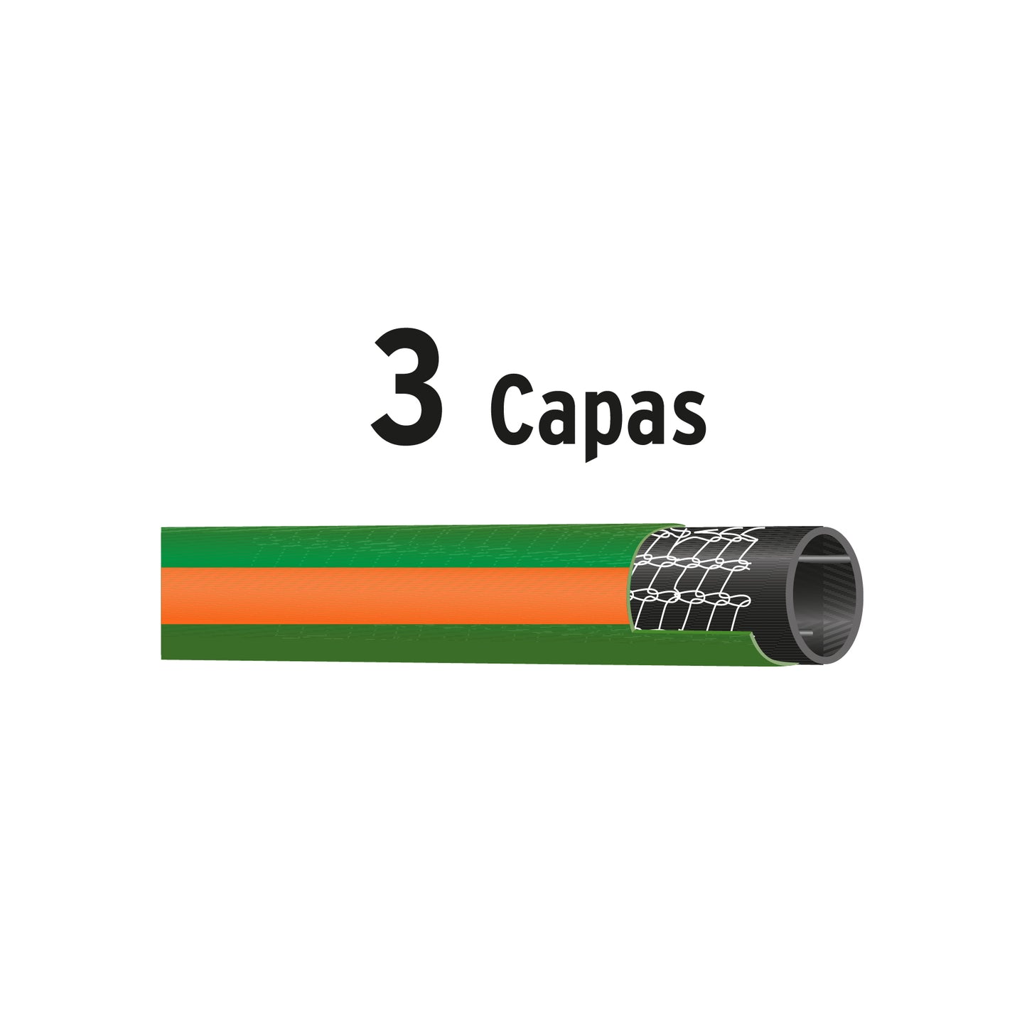 Manguera 1/2"reforzada 3 capas 15 m conexiones plásticas, Truper Home