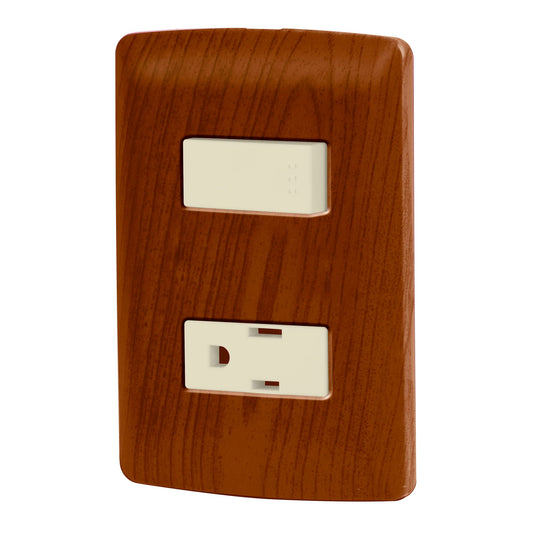 Placa Armada Contacto E Interruptor, Madera, Línea Italiana