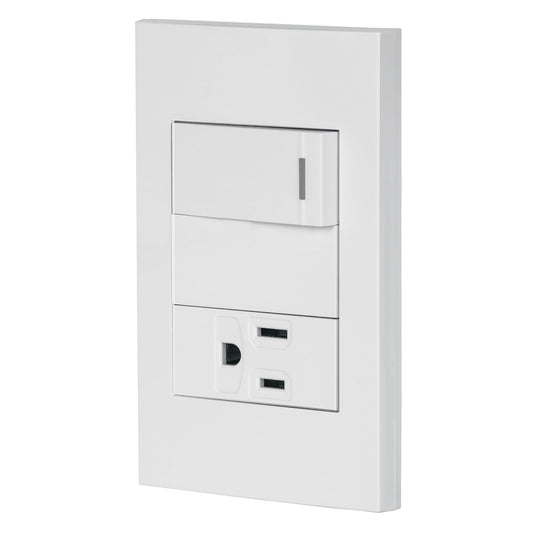 Placa Armada 1 Interruptor,1 Contacto,1mod, Española, Blanco