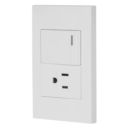 Placa Armada 1 Interruptor,1contacto,1.5mod,Española, Blanco