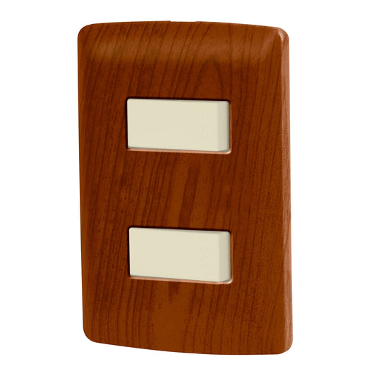 Placa Armada 2 Interruptores Sencillos,Madera,Línea Italiana
