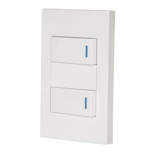 Placa Armada 2 Interruptores, 1 Módulo, Española, Blanco