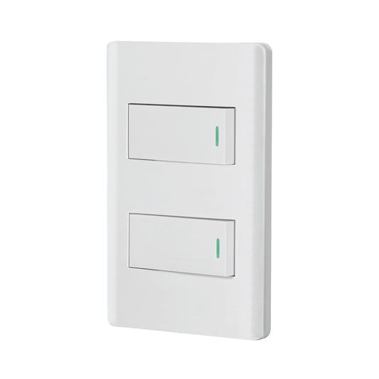 Placa Armada Blanca Con 2 Interruptores 1 Módulo, Lisboa