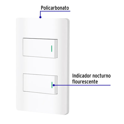 Placa Armada Blanca Con 2 Interruptores 1 Módulo, Lisboa