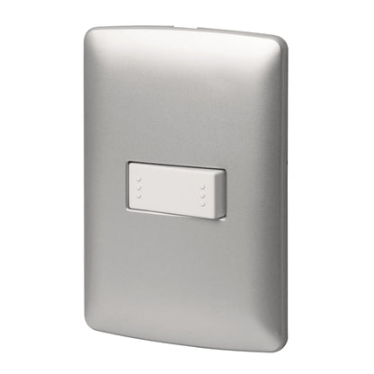 Placa Armada 1 Interruptor Escalera Plata, Línea Italiana