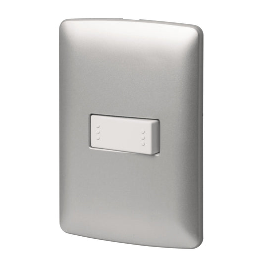 Placa Armada 1 Interruptor Escalera Plata, Línea Italiana
