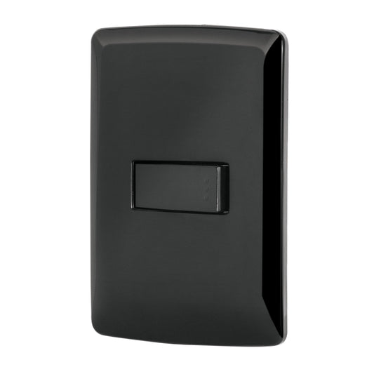 Placa Armada 1 Interruptor Sencillo, Negro, Línea Italiana