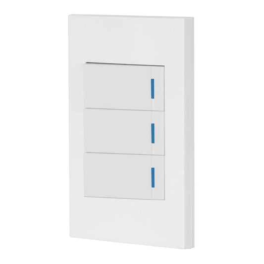 Placa Armada 2 Interruptores sencillos y  1 de 3vías, 1 Mod, Española,Blanco