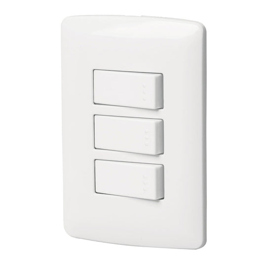 Placa Armada 3 Interruptores Sencillos,Blanco,Línea Italiana