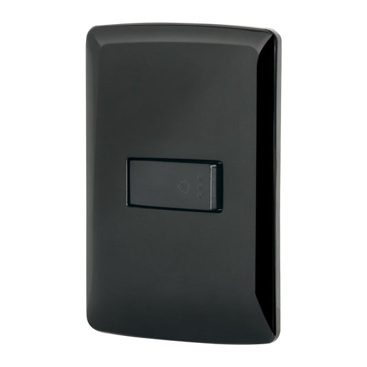 Placa Armada Con Timbre, Negro, Línea Italiana, Volteck