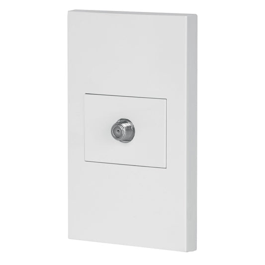 Placa Armada 1 Toma De Tv, 1.5 Módulos, Española, Blanco