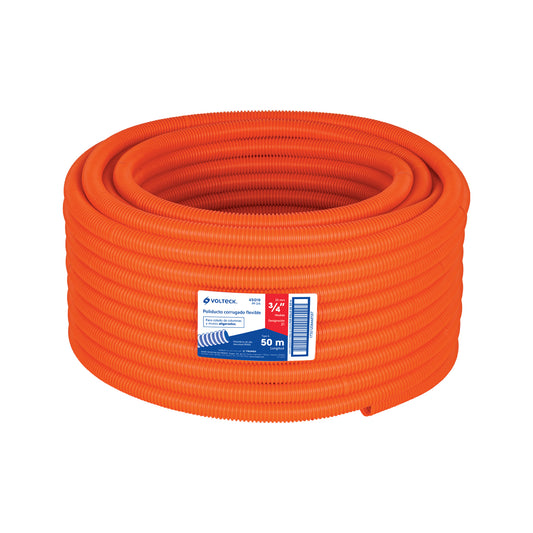 Metro de poliducto 3/4" corrugado flex. s/guía, rollo 50 m